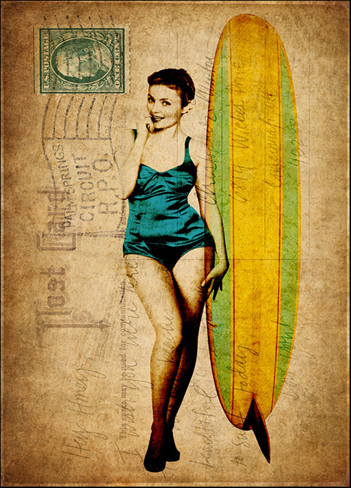 87246 Pinup Girl Surfing, by GI artlab, available in multiple sizes