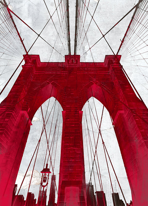 88933 Brooklyn Bridge Red, by GI artlab, available in multiple sizes