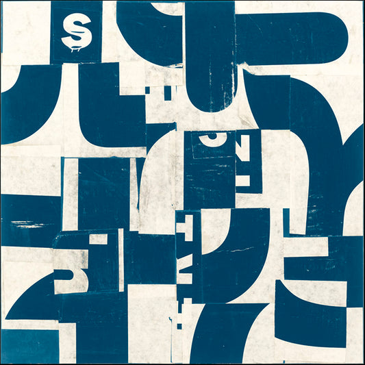 91307 Collaged Letters Teal D, by Hall J, available in multiple sizes - Chamton