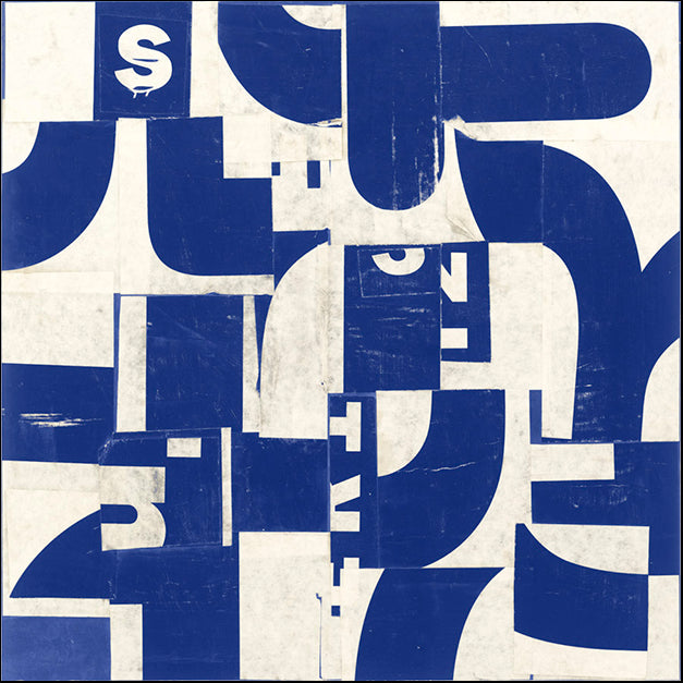 91331 Collaged Letters Blue D, by Hall J, available in multiple sizes