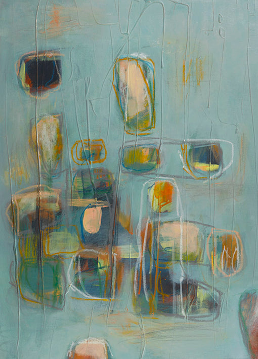 98209 Abstract Shapes on Blue I, by Harvey B, available in multiple sizes
