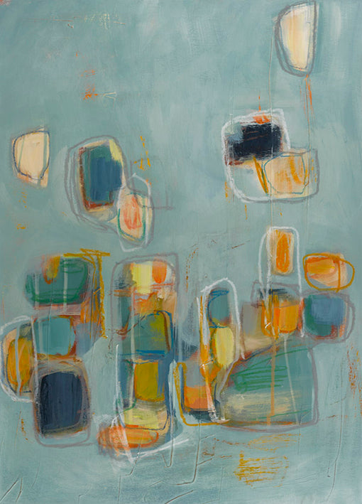 98210 Abstract Shapes on Blue II, by Harvey B, available in multiple sizes