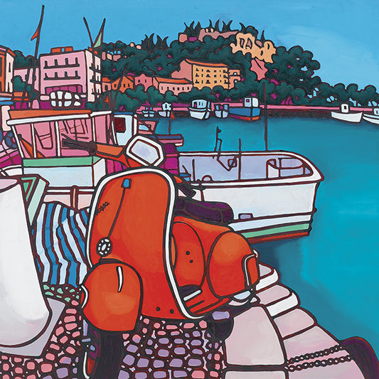 I0019 Travelling by Vespa, available in multiple sizes - Chamton