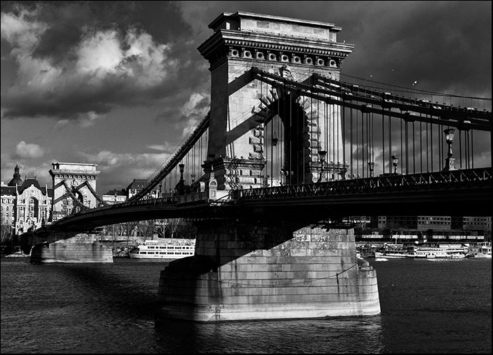 ISTNAG128801 Budapest Chain Bridge BW, by István Nagy, available in multiple sizes - Chamton