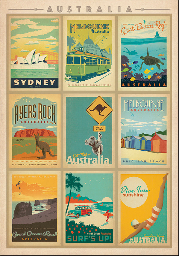 JOEAND116754 Australia montage, available in multiple sizes