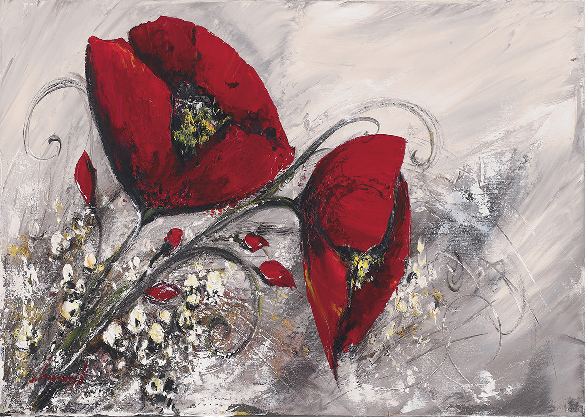 L113 Silver Stemmed Poppies, available in multiple sizes
