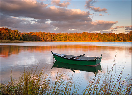 MICBLA140475 Green Boat on Salt Pond, by Michael Blanchette Photography, available in multiple sizes - Chamton