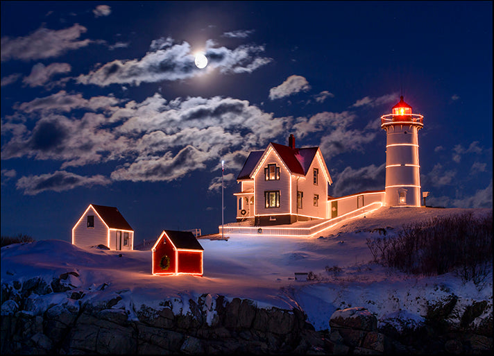 MICBLA140481 Moon Over Nubble, by Michael Blanchette Photography, available in multiple sizes