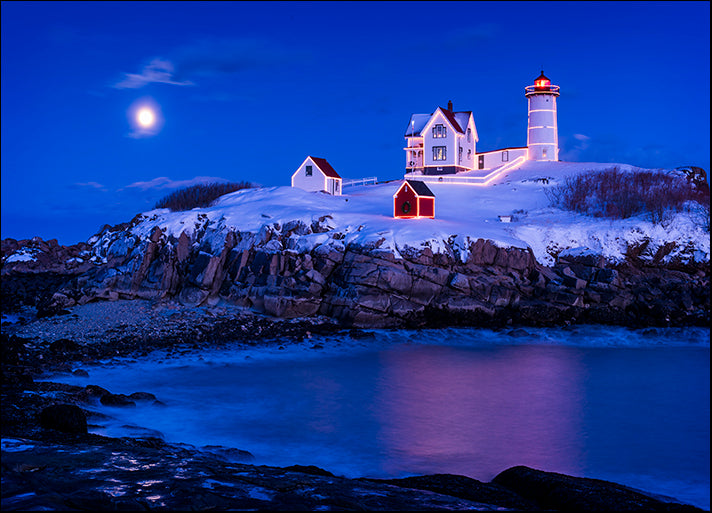 MICBLA141912 Christmas at Nubble, by Michael Blanchette Photography, available in multiple sizes