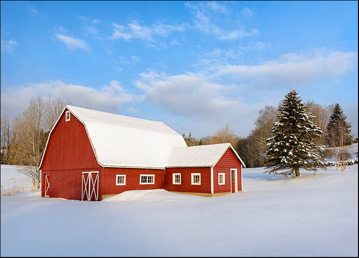 MICBLA141942 Red Barn In Snow, by Michael Blanchette Photography, available in multiple sizes