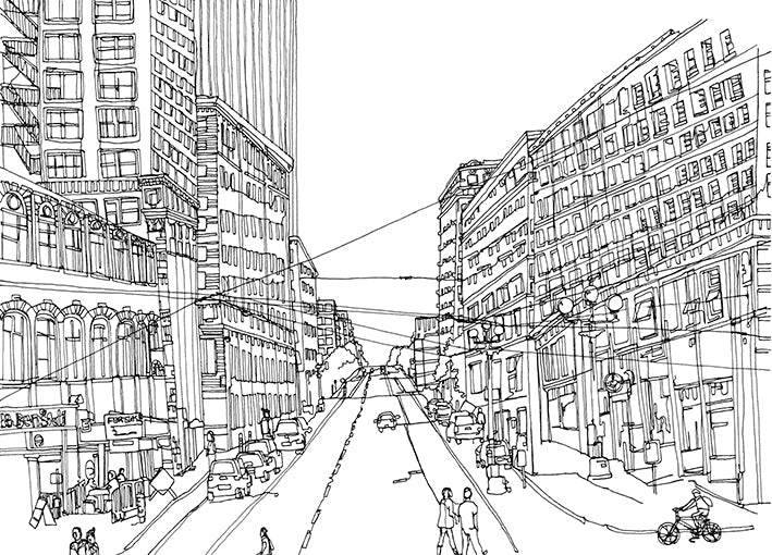 100156 Cityscape Seattle, by Marie, available in multiple sizes