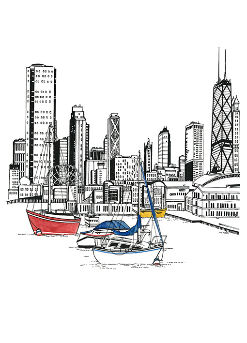 99534 Chicago Sailboats, by Marie, available in multiple sizes - Chamton