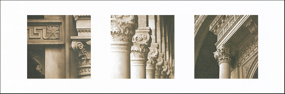 R SPN4436 Architectural Triptych 2 by Tony Koukos 91x30cm on paper