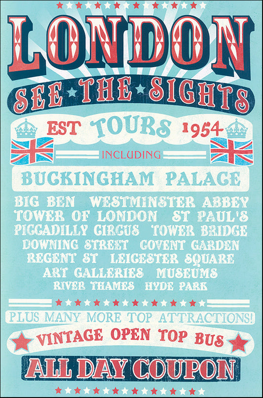 R SPQ5603 London Tours 1954 by The Vintage Collection 40x61cm on paper