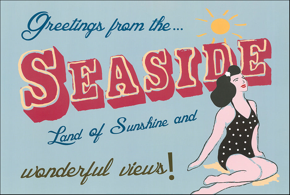 R SPQ5615 Seaside Greetings by The Vintage Collection 61x40cm on paper