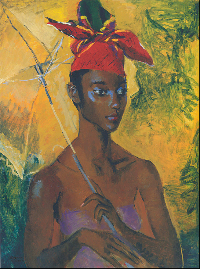 R SPT8525 Woman with parasol by Boscoe Holder 45x60cm on paper