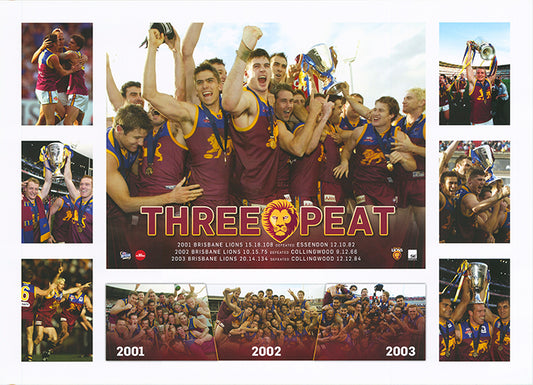 AFL 2001 2002 2003 Brisbane Lion three peat 50x70cm paper - Chamton