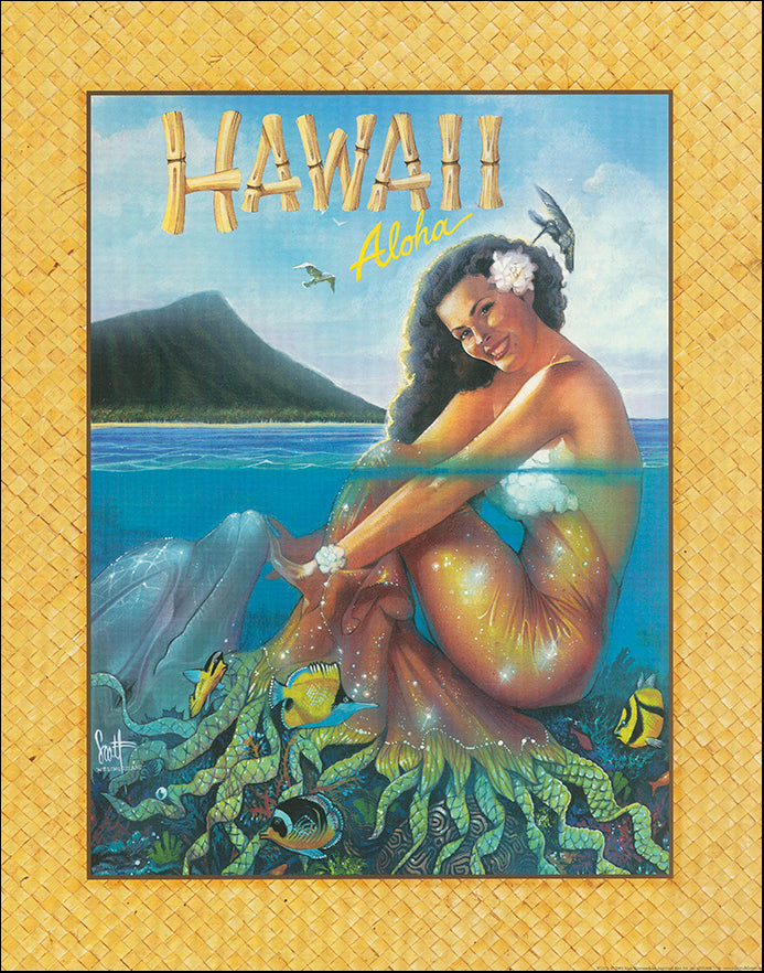 SB We028 Hawaii Aloha mermaid by Scott Westmoreland 40x50cm on paper