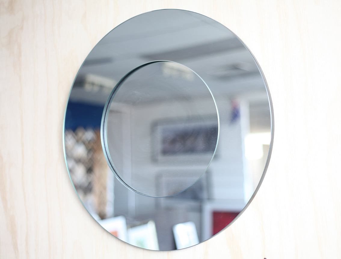 Saturn Round dual mirror available in 2 sizes & ready to hang