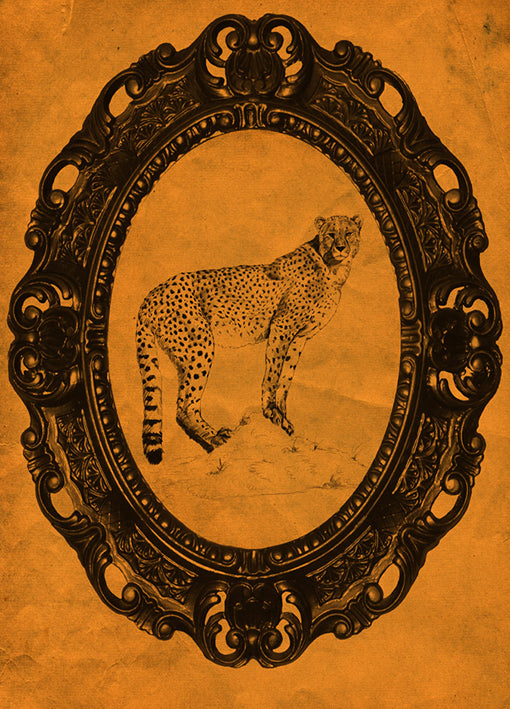 89765 Framed Cheetah in Tangerine, by THE studio, available in multiple sizes