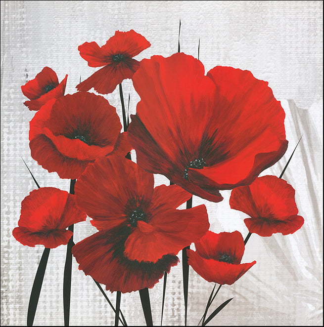 U Red Floral arrangement by Unknown 68x68cm on paper