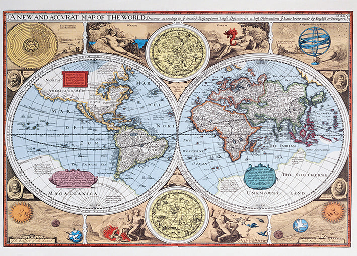86643 17th Century Map of the World, by Unknown, available in multiple sizes