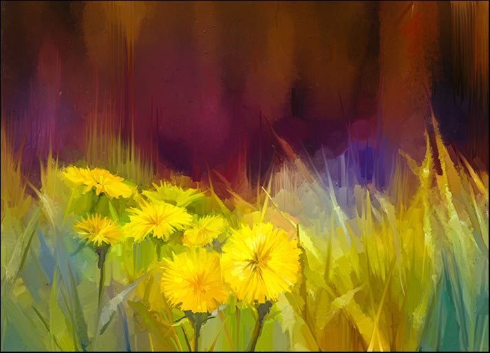 a02617987 Oil Painting Nature Grass Flowers-yellow Dandelions, available in multiple sizes
