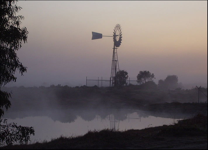 a076763 Australian Windmill Foggy morning, available in multiple sizes