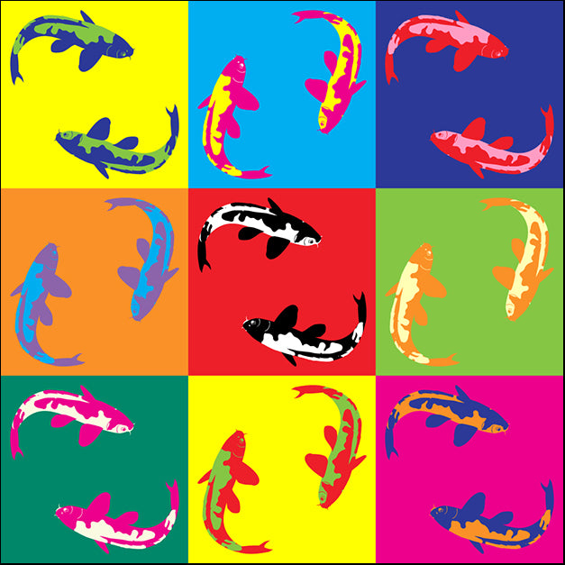 a16063222 Retro pop art illustration fish koi, available in multiple sizes