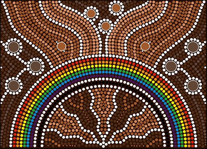 a21193878s Australian dot painting depicting rainbow, available in multiple sizes