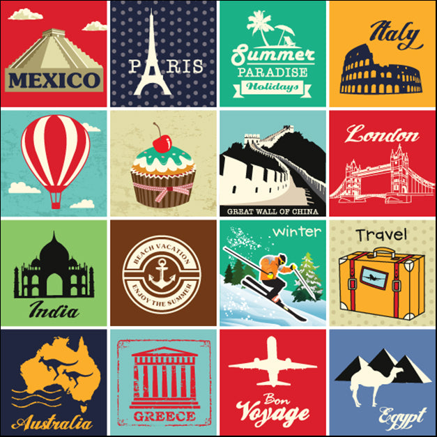 a45920305s Set of vintage retro vacation and travel label cards and symbols, available in multiple sizes