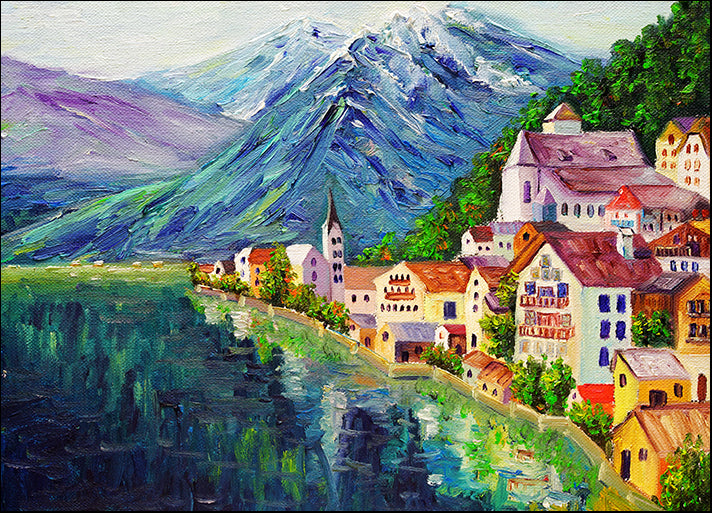 b01353090s Hallstatt, Austria oil painting, available in multiple sizes