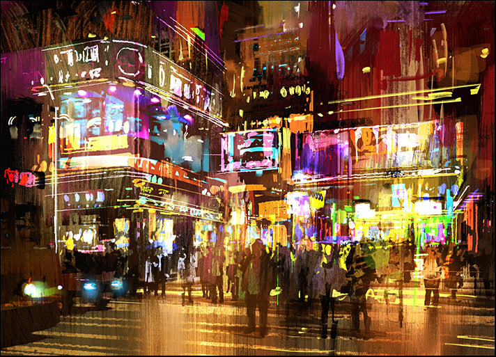 b44926889s colorful painting of night street, available in multiple sizes