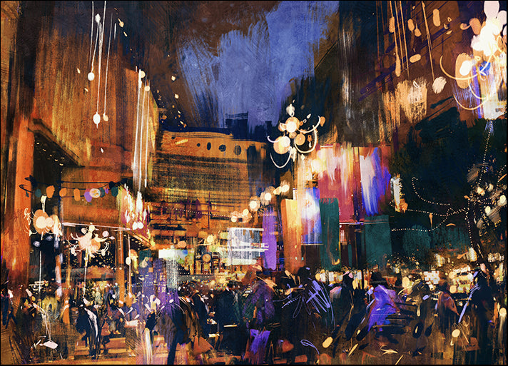 b48741203s Night time street scene, available in multiple sizes