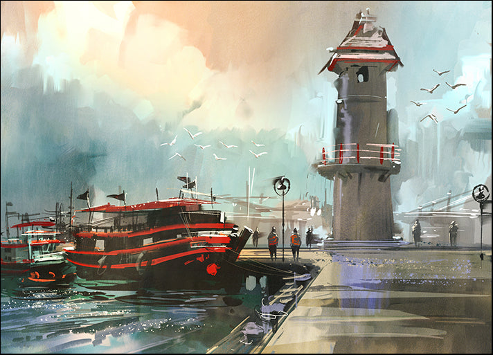 b63151200s fishing boat in harbor, available in multiple sizes