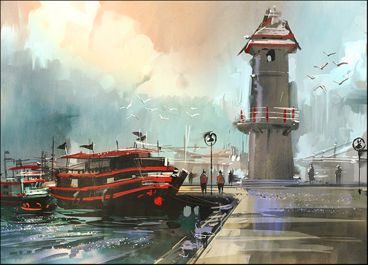 b63151200s fishing boat in harbor, available in multiple sizes