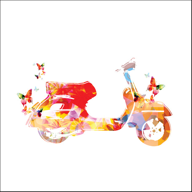 b84922455s Colorful vespa with butterflies, flower ornamented design, available in multiple sizes