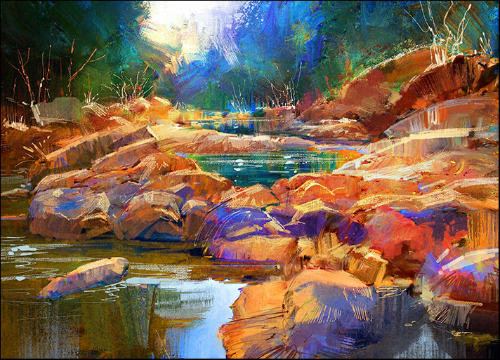 b85133010s river lines with colorful stones in autumn forest, available in multiple sizes