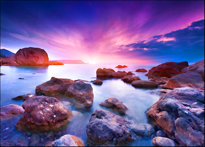 b87791670s Colorful summer seascape rocks on the shore, available in multiple sizes - Chamton