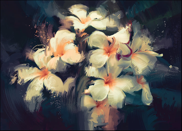 b91421226s painting showing beautiful white flowers in dark background, available in multiple sizes