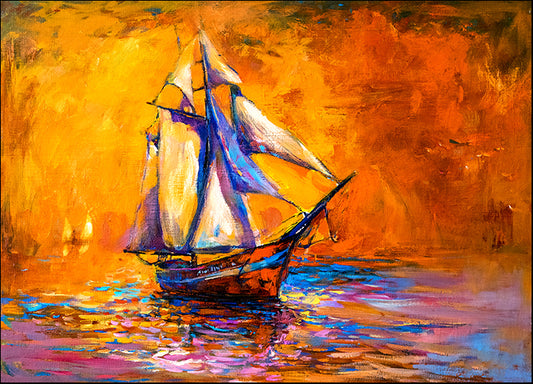 b94267311s Saling ship at sea sunset, available in multiple sizes
