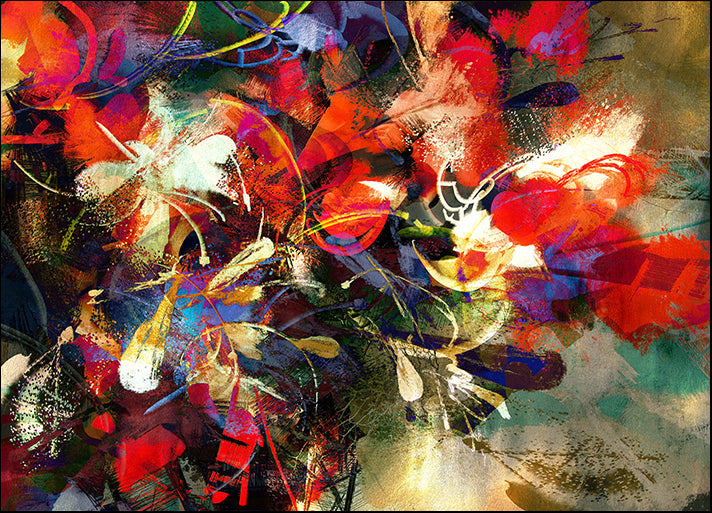 b97872462s painting of abstract bright colorful flowers, available in multiple sizes