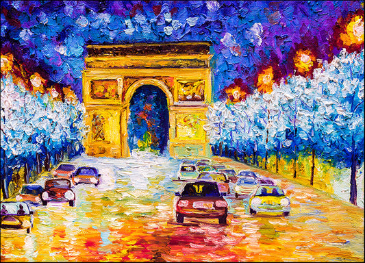 c03315434s oil painting Arc De Triump at night Paris, available in multiple sizes - Chamton