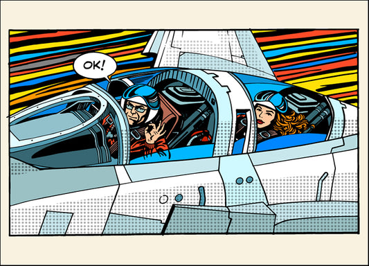 c43531619s fighter plane pilot man woman success aviation pop art plane, available in multiple sizes