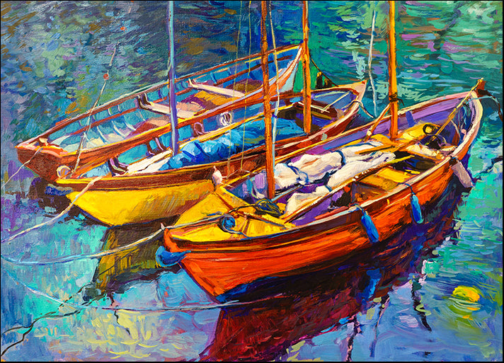 c44840141s Original oil painting of boats and sea on canvas. Sunset over ocean, available in multiple sizes