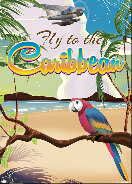 c45390317s Fly to the Caribbean vintage poster, available in multiple sizes