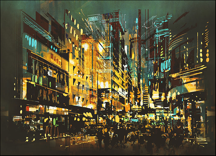 c45904544s night scene cityscape,abstract art painting, available in multiple sizes