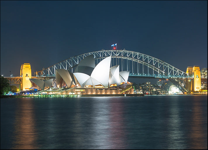 c52508417s Sydney Harbour Bridge at night with Sydney Opera House, available in multiple sizes