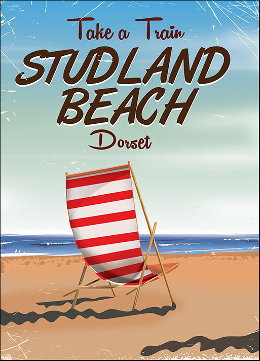 c68629223s Studland beach vintage travel poster, available in multiple sizes