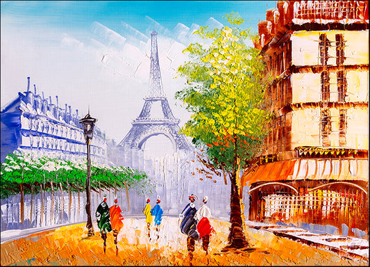 c94009459s Eiffel tower parisian street view in Paris, available in multiple sizes